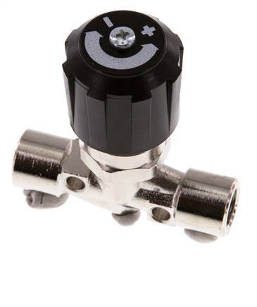 Válvula de aguja de latón niquelado G1/8'' NBR 18 bar - NLBN
