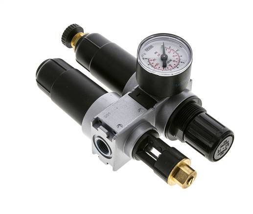 FRL 2 Partes G1/4'' 700l/min 0.2-6.0bar/3-87psi Semi-Auto 40 mm Manómetro Metal Multifix 0