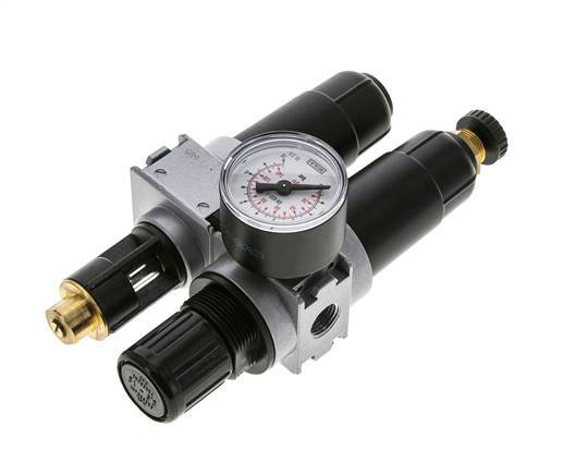 FRL 2 Partes G1/4'' 700l/min 0.2-6.0bar/3-87psi Semi-Auto 40 mm Manómetro Metal Multifix 0