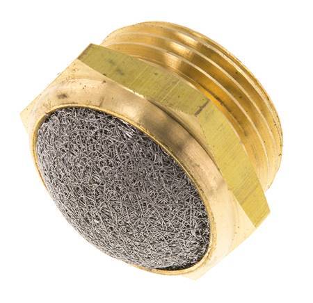 Silenciador Neumático Compacto de Latón G1'' 1.4301 Malla Metálica