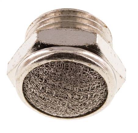 Silenciador Neumático Compacto de Latón Niquelado G1/2'' 1.4301 Malla Metálica [2 Piezas]