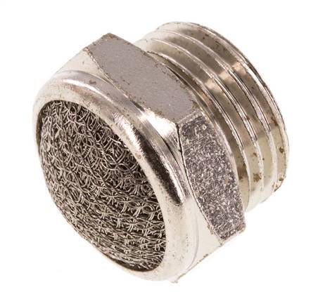 Silenciador Neumático Compacto de Latón Niquelado G1/2'' 1.4301 Malla Metálica [2 Piezas]
