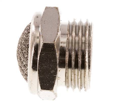 Silenciador Neumático Compacto de Latón Niquelado G1/2'' 1.4301 Malla Metálica [2 Piezas]