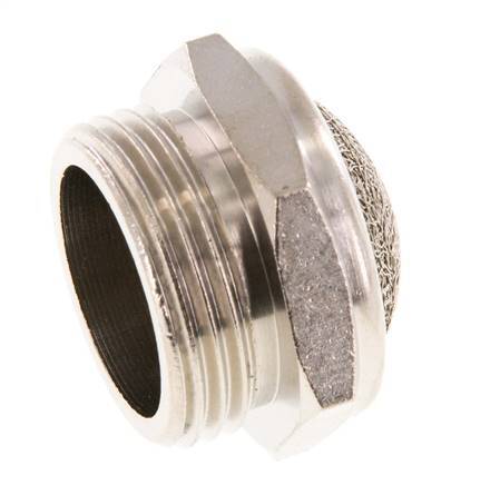 Silenciador Neumático Compacto de Latón Niquelado G3/4'' 1.4301 Malla Metálica