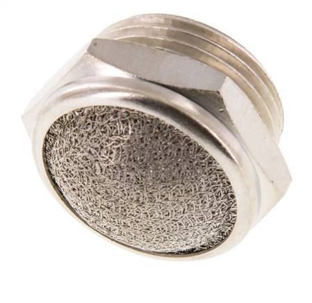 Silenciador Neumático Compacto de Latón Niquelado G3/4'' 1.4301 Malla Metálica