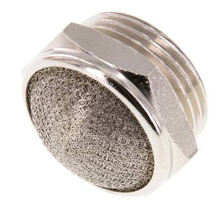 Silenciador Neumático Compacto de Latón Niquelado G1'' 1.4301 Malla Metálica