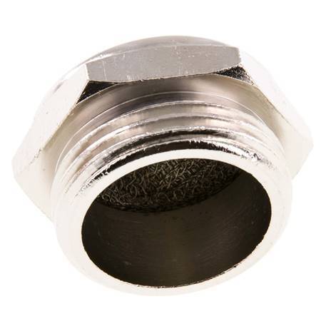 Silenciador Neumático Compacto de Latón Niquelado G1'' 1.4301 Malla Metálica