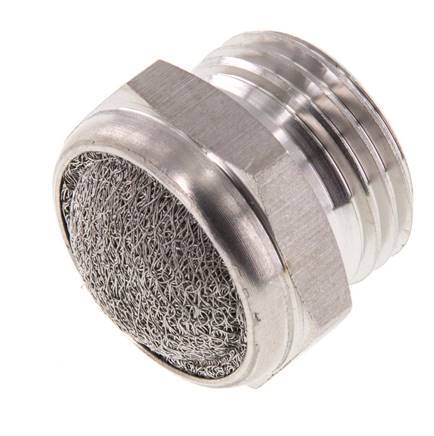Silenciador Neumático Compacto de Acero Inoxidable G1/2'' 1.4301 Malla Metálica