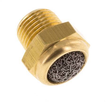 Silenciador Neumático Compacto de Latón NPT 1/8'' 1.4301 Malla Metálica [5 Piezas]