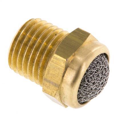 Silenciador Neumático Compacto de Latón NPT 1/4'' 1.4301 Malla Metálica [5 Piezas]