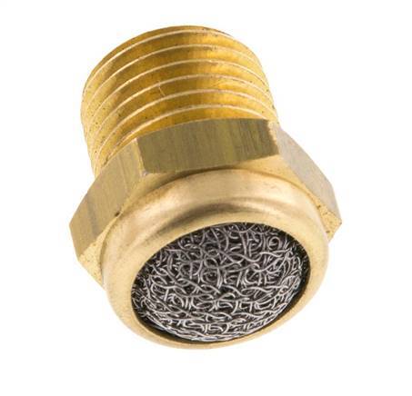 Silenciador Neumático Compacto de Latón NPT 1/4'' 1.4301 Malla Metálica [5 Piezas]