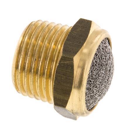 Silenciador Neumático Compacto de Latón NPT 1/2'' 1.4301 Malla Metálica [2 Piezas]