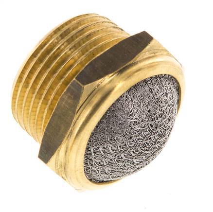 Silenciador Neumático Compacto de Latón NPT 3/4'' 1.4301 Malla Metálica