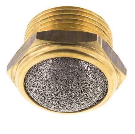 Silenciador Neumático Compacto de Latón NPT 3/4'' 1.4301 Malla Metálica