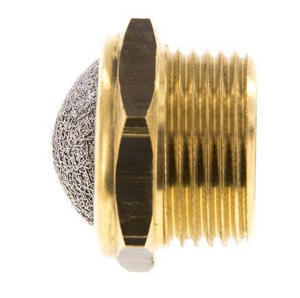 Silenciador Neumático Compacto de Latón NPT 3/4'' 1.4301 Malla Metálica
