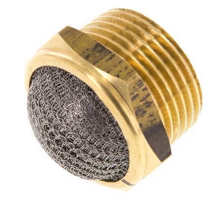 Silenciador Neumático Compacto de Latón NPT 1'' Malla Metálica 1.4301