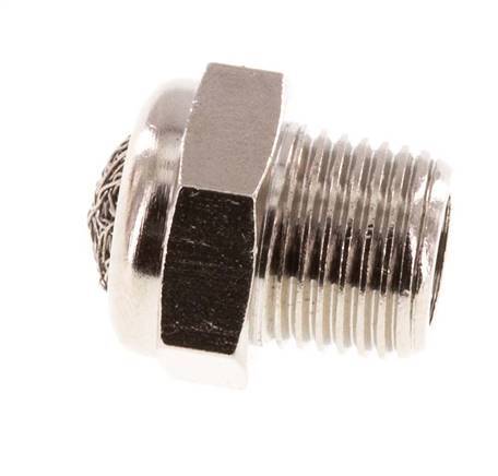 Silenciador Neumático Compacto de Latón Niquelado NPT 1/8'' 1.4301 Malla Metálica [5 Piezas]