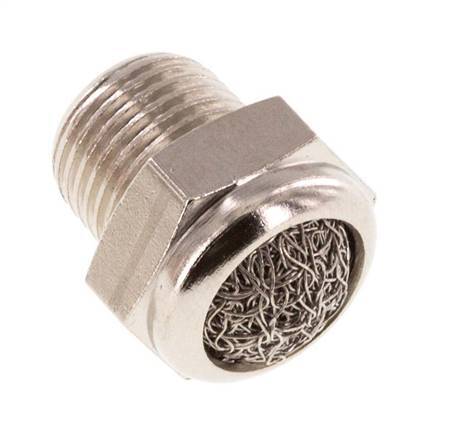 Silenciador Neumático Compacto de Latón Niquelado NPT 1/8'' 1.4301 Malla Metálica [5 Piezas]