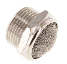 Silenciador Neumático Compacto de Latón Niquelado NPT 3/4'' Malla Metálica 1.4301
