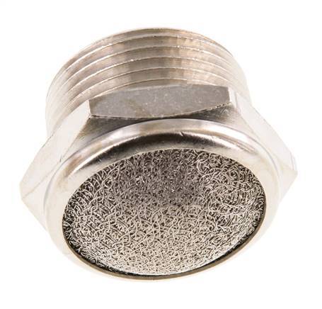 Silenciador Neumático Compacto de Latón Niquelado NPT 3/4'' Malla Metálica 1.4301
