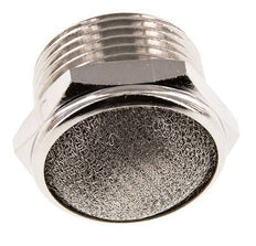 Silenciador Neumático Compacto de Latón Niquelado NPT 1'' Malla Metálica 1.4301