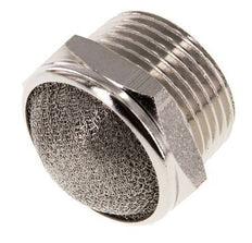 Silenciador Neumático Compacto de Latón Niquelado NPT 1'' Malla Metálica 1.4301