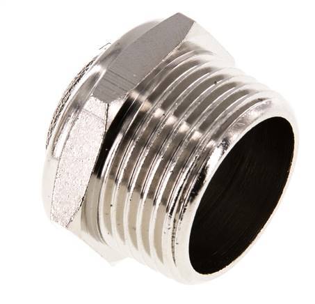 Silenciador Neumático Compacto de Latón Niquelado NPT 1'' Malla Metálica 1.4301