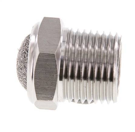 Silenciador Neumático Compacto de Acero Inoxidable NPT 1/2'' 1.4301 Malla Metálica