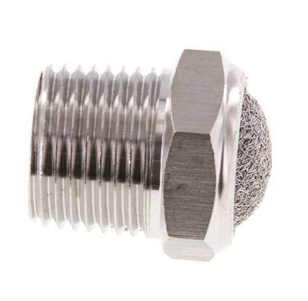 Silenciador Neumático Compacto de Acero Inoxidable NPT 1/2'' 1.4301 Malla Metálica