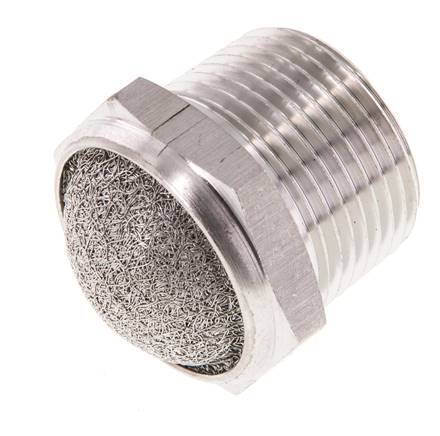 Silenciador Neumático Compacto de Acero Inoxidable NPT 3/4'' 1.4301 Malla Metálica