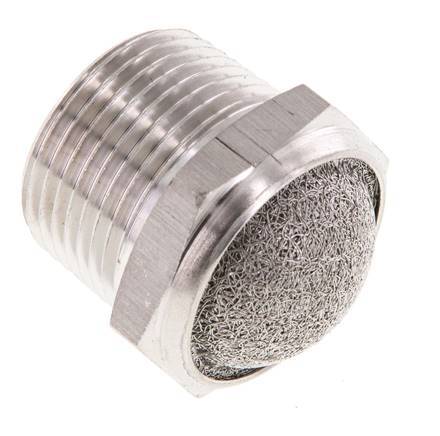 Silenciador Neumático Compacto de Acero Inoxidable NPT 3/4'' 1.4301 Malla Metálica
