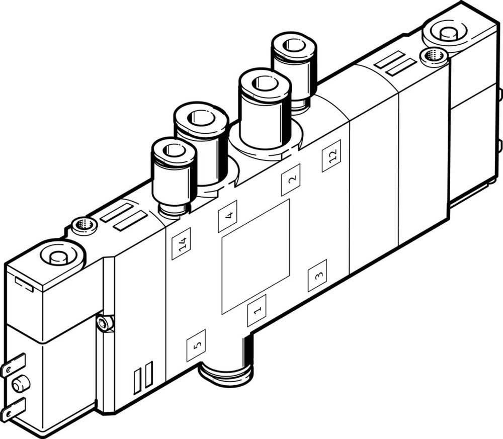 Festo 5/3 NC Válvula Solenoide De Aire QS-8 720L/Min - 196906