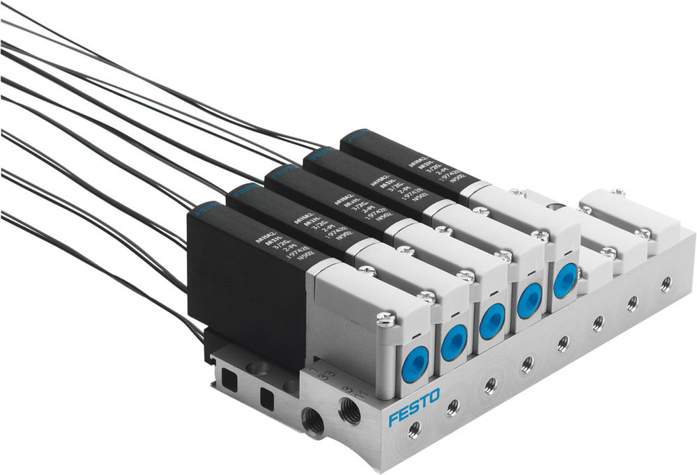 Festo 3/2 NO Monostable Válvula Solenoide De Aire Placa Base 100L/Min -0.9 - 8Bar/-13 - 116Psi - 196141