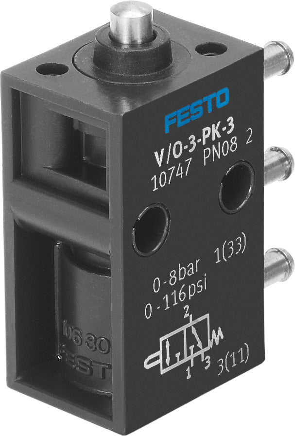 Festo 3/2 NO/NC Monostable De Vástago Actuado Válvula PK-3 80l/min - 10747