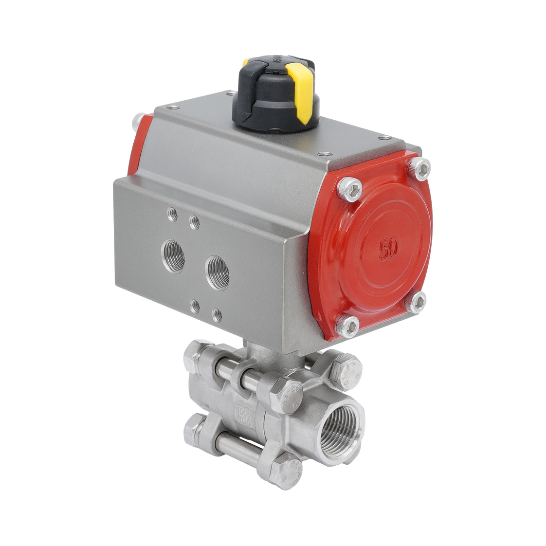 Válvula de Bola Neumática de Acero Inoxidable 2 Vías Rp 2-1/2'' Doble Efecto