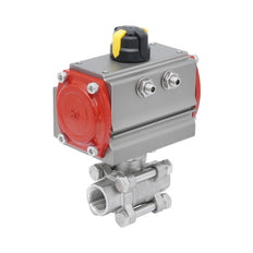Válvula de Bola Neumática de Acero Inoxidable 2 Vías Rp 1-1/4'' Doble Efecto