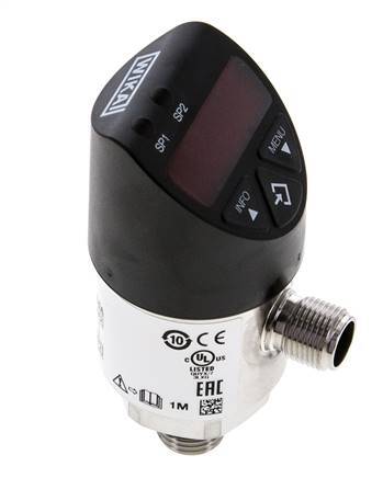 0 a 1,6bar Presostato electrónico Wika de acero inoxidable G1/4'' 1VDC Conector M12 de 4 polos