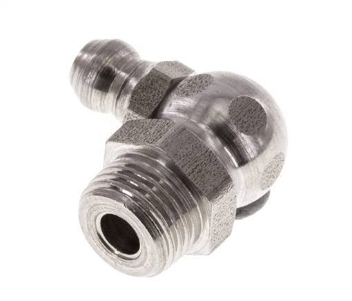 Engrasador hidráulico en ángulo recto Acero inoxidable R 1/8 pulgadas DIN 71412