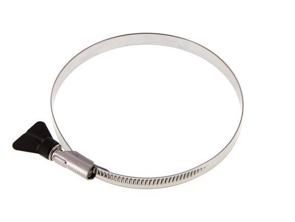 Abrazadera de manguera de 110 - 130 mm con banda de acero inoxidable 304 de 12 mm con mango de mariposa - Norma