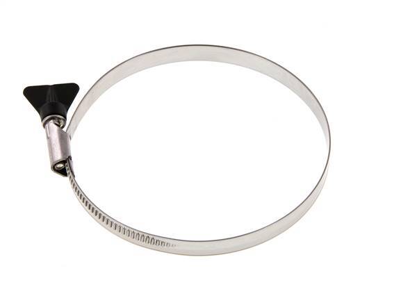 Abrazadera de manguera de 110 - 130 mm con banda de acero inoxidable 304 de 12 mm con mango de mariposa - Norma