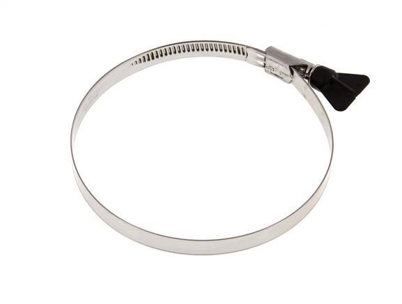 Abrazadera de manguera de 110 - 130 mm con banda de acero inoxidable 304 de 12 mm con mango de mariposa - Norma