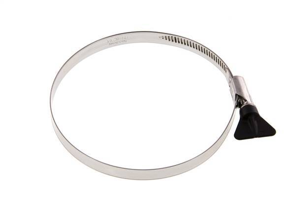 Abrazadera de manguera de 110 - 130 mm con banda de acero inoxidable 304 de 12 mm con mango de mariposa - Norma