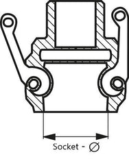 Tapón de seguridad de acero inoxidable Camlock DN 60 (2 1/2'') Tipo DC MIL-C-27487