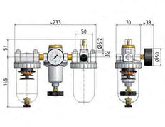 FRL G1/2'' 1400l/min 0,5-10,0bar/7-145psi Jaula de protección Estándar 2
