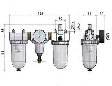 FRL G1'' 3200l/min 0,5-10,0bar/7-145psi Estándar 3