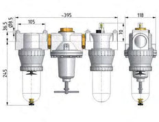 FRL G1 1/2'' 4900l/min 0,5-10,0bar/7-145psi Jaula de protección Estándar 5