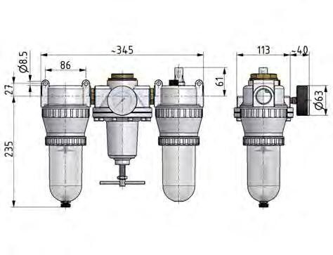 FRL G1'' 4900l/min 0,5-10,0bar/7-145psi Estándar 5