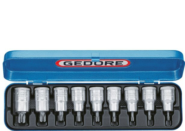 TX20 - TX60 Torx 1/2" Juego De Zócalos De Destornillador Gedore De 9 Piezas