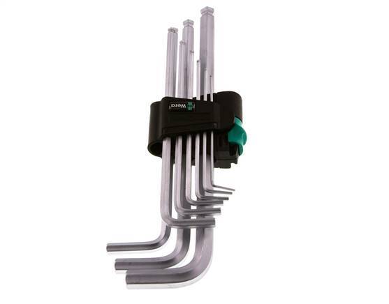 Wera Juego de llaves hexagonales de 9 piezas de 1,5 a 10 mm con cabeza esférica