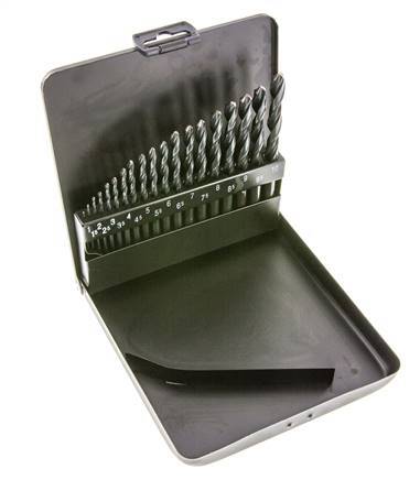 juego de brocas helicoidales de 19 piezas DIN 338 N HSS-R 1 - 10 mm